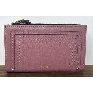 Lodis Leather Lacey North South French Purse Bifold Mauve Wallet RFID NEW Rare